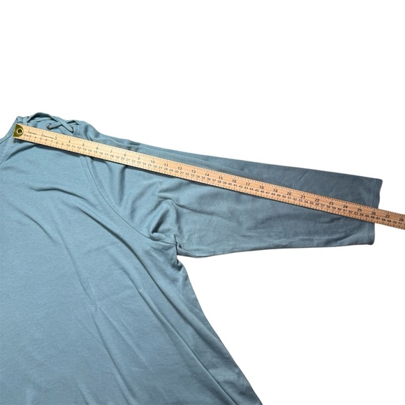 J. Jill Pima Laced Shoulder Tunic 4X Soft Blue Long Sleeve Top Office Wear - Picture 9 of 9